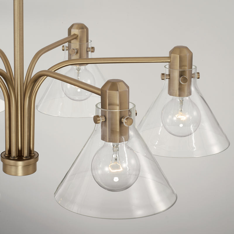Capital Lighting 445861AD-528 Six Light Chandelier, Aged Brass