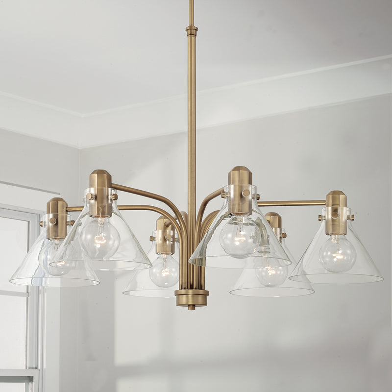 Capital Lighting 445861AD-528 Six Light Chandelier, Aged Brass