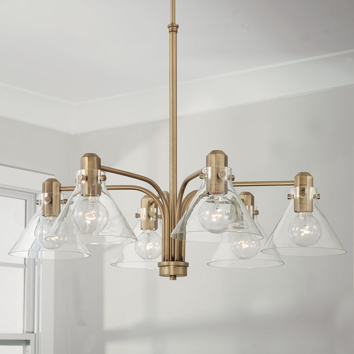 Capital Lighting 445861AD-528 Six Light Chandelier, Aged Brass
