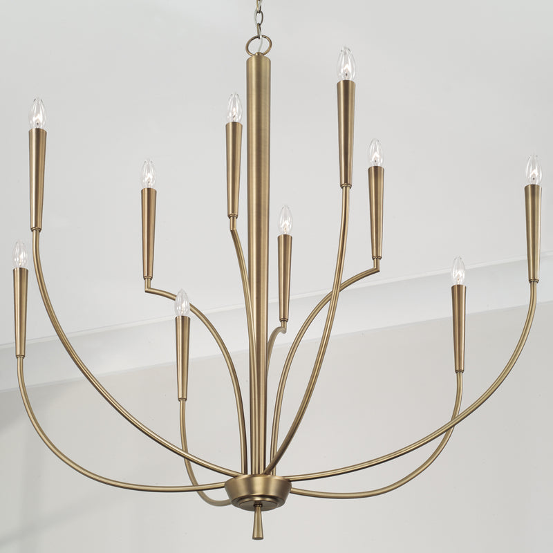 Capital Lighting 445901AD Ten Light Chandelier, Aged Brass