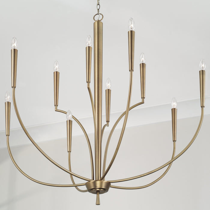 Capital Lighting 445901AD Ten Light Chandelier, Aged Brass