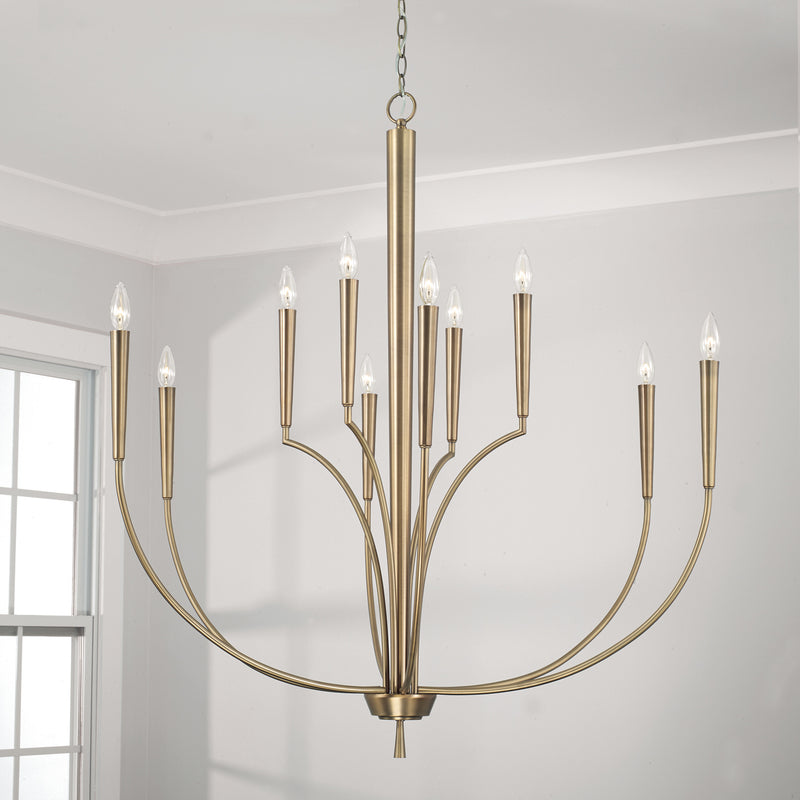 Capital Lighting 445901AD Ten Light Chandelier, Aged Brass