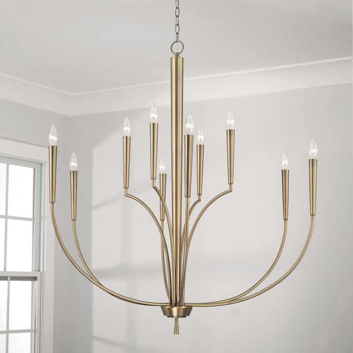 Capital Lighting 445901AD Ten Light Chandelier, Aged Brass