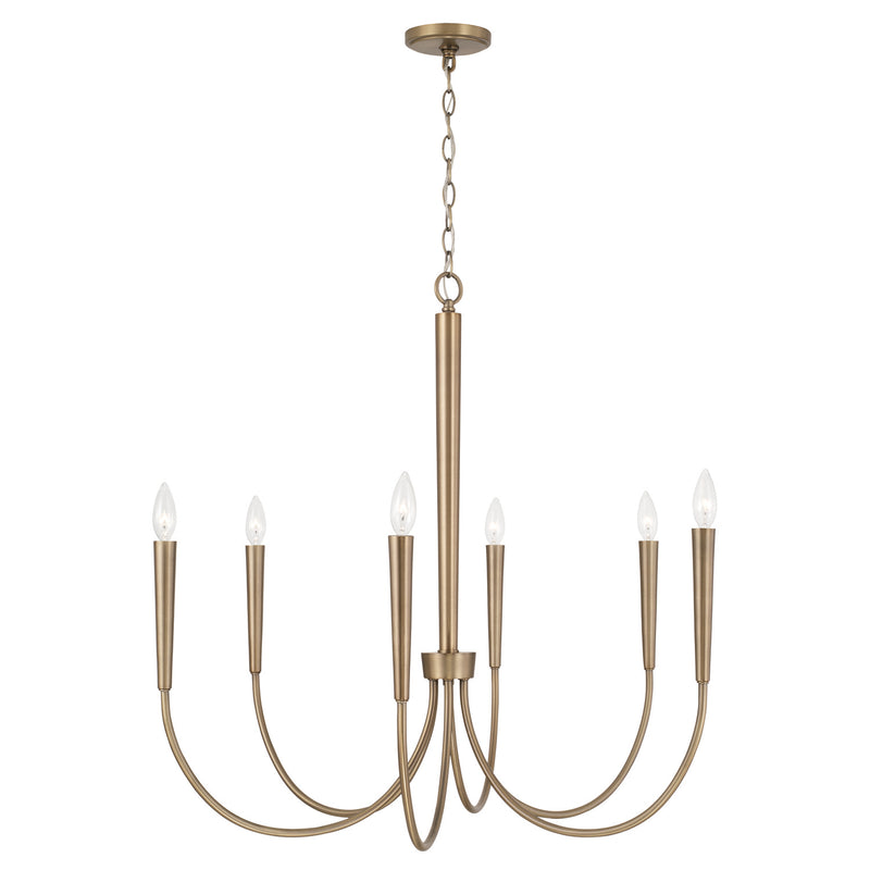 Capital Lighting 445961AD Six Light Chandelier, Aged Brass