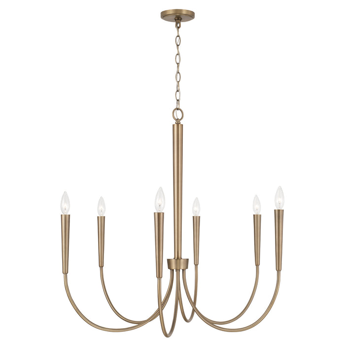Capital Lighting 445961AD Six Light Chandelier, Aged Brass