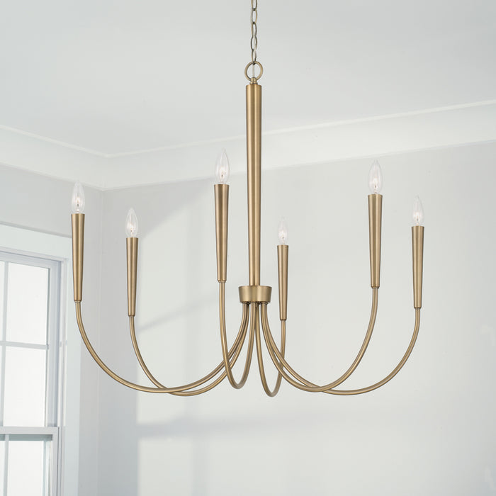 Capital Lighting 445961AD Six Light Chandelier, Aged Brass