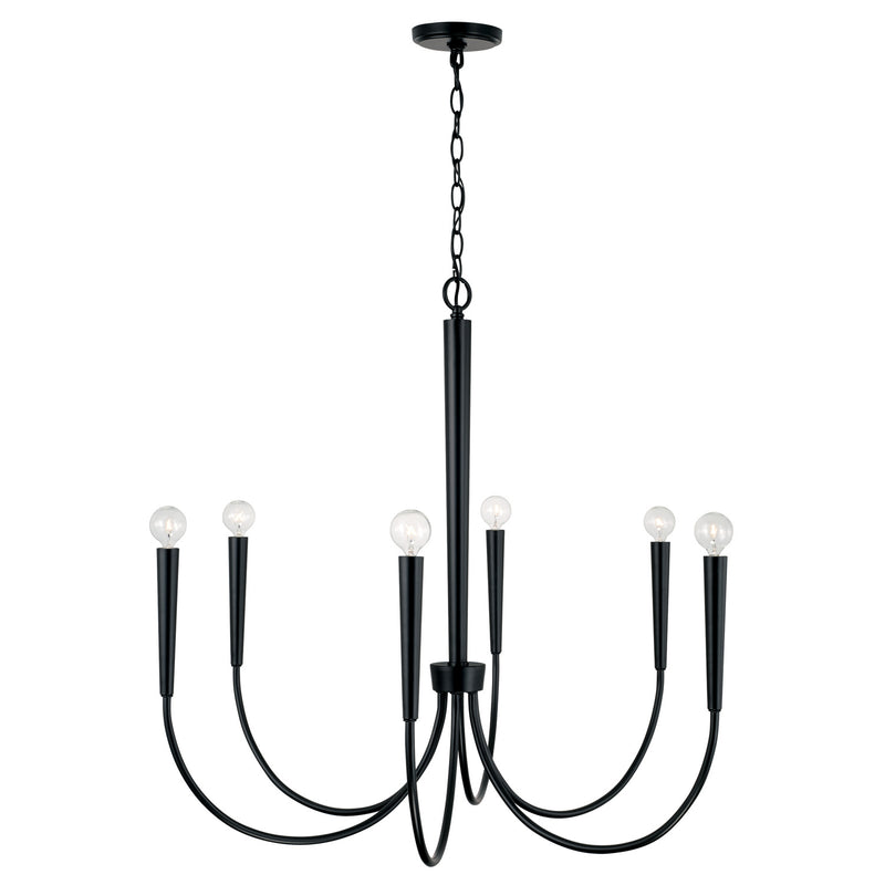 Capital Lighting 445961MB Six Light Chandelier, Matte Black