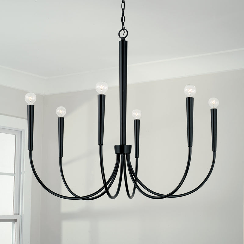 Capital Lighting 445961MB Six Light Chandelier, Matte Black