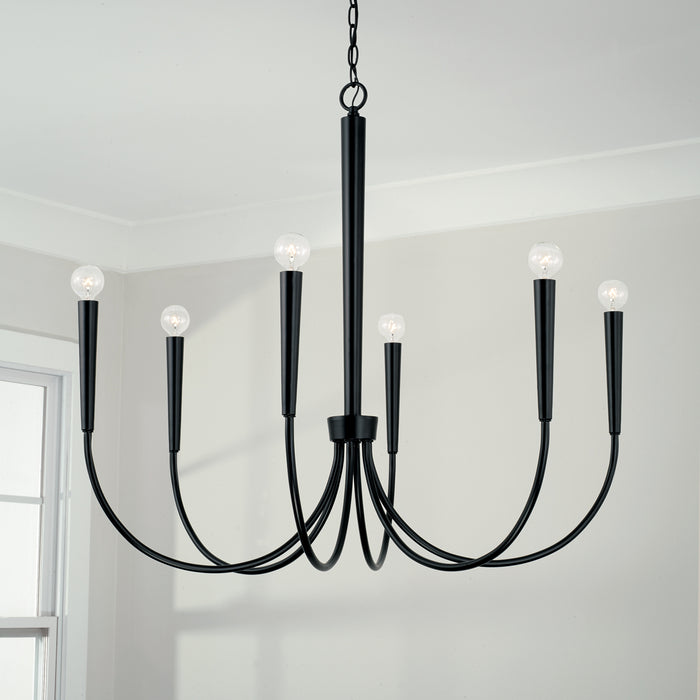 Capital Lighting 445961MB Six Light Chandelier, Matte Black