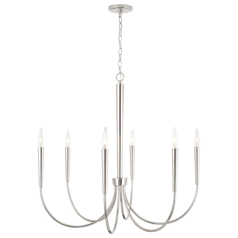 Capital Lighting 445961PN Six Light Chandelier, Polished Nickel