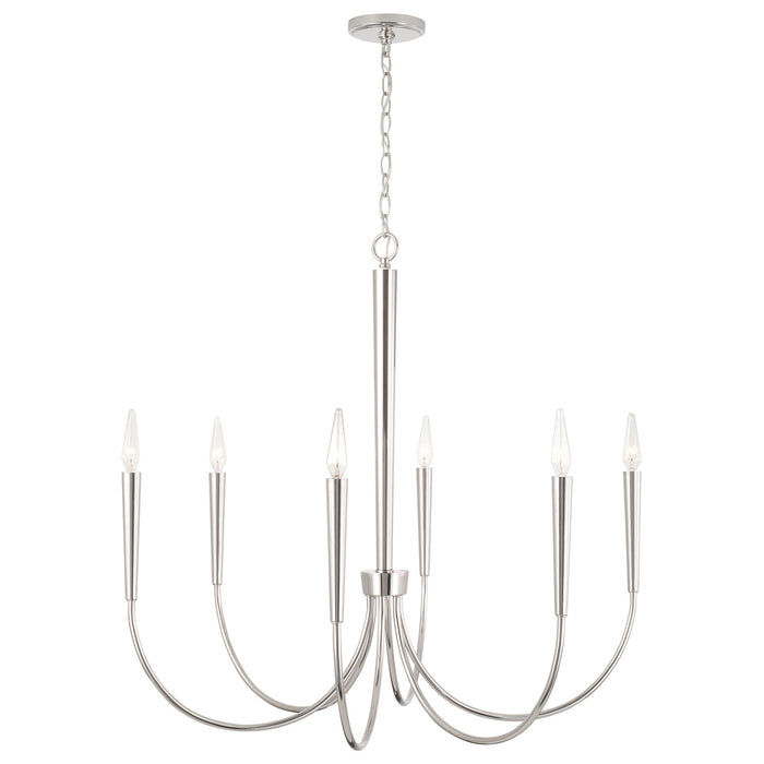 Capital Lighting 445961PN Six Light Chandelier, Polished Nickel