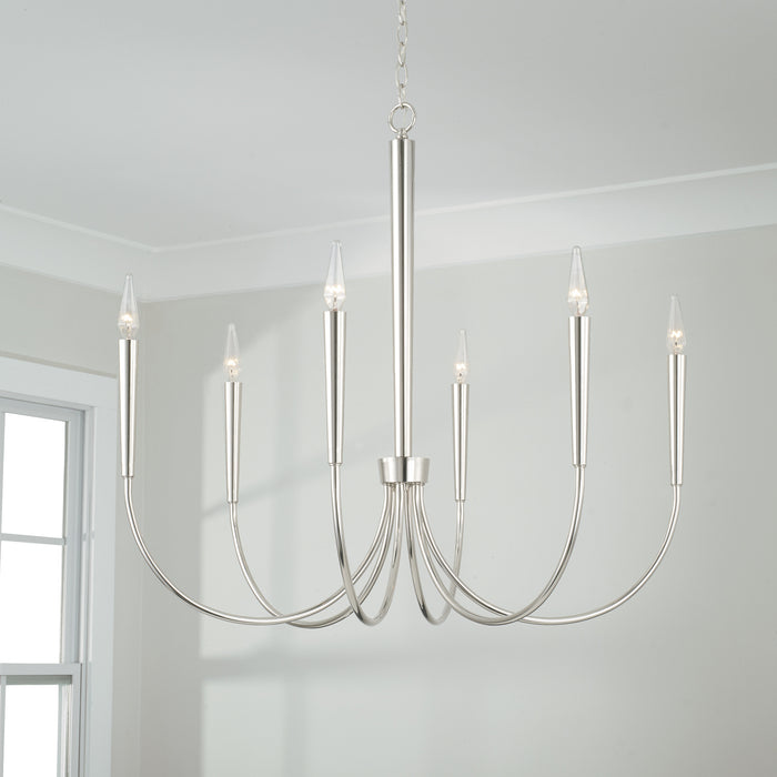 Capital Lighting 445961PN Six Light Chandelier, Polished Nickel