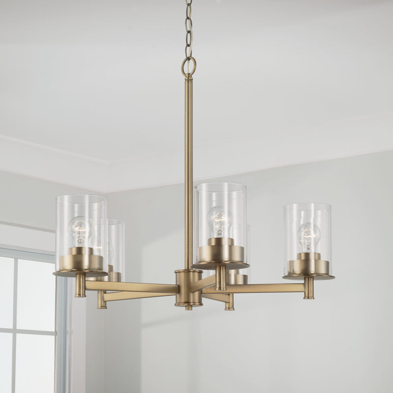 Capital Lighting 446851AD-532 Five Light Chandelier, Aged Brass