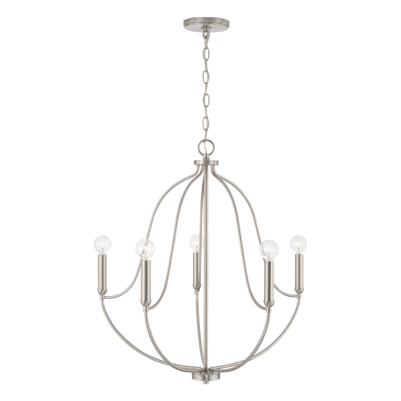 Capital Lighting 447051BN Five Light Chandelier, Brushed Nickel
