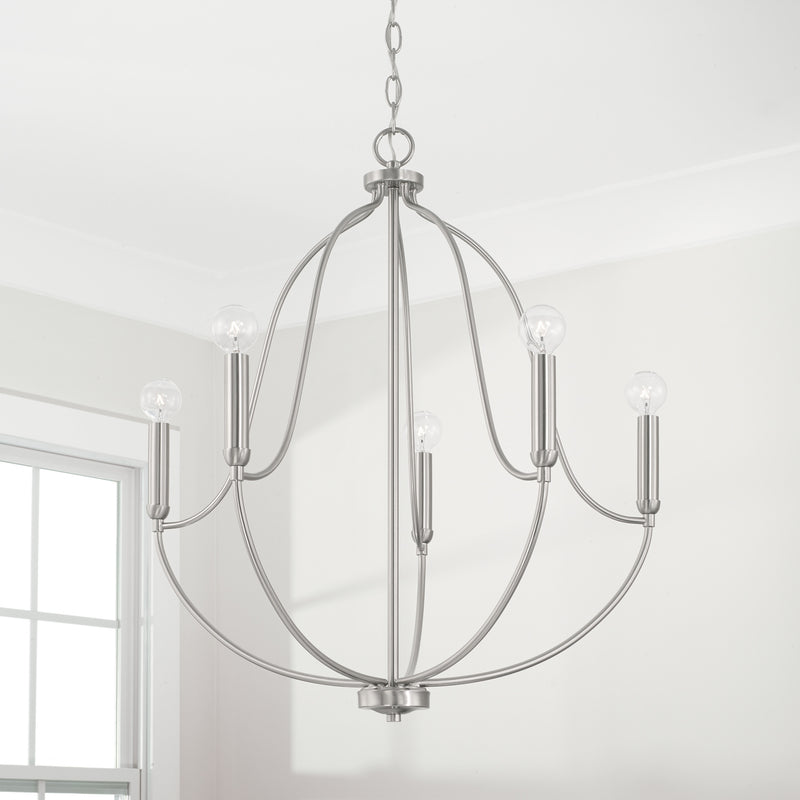Capital Lighting 447051BN Five Light Chandelier, Brushed Nickel