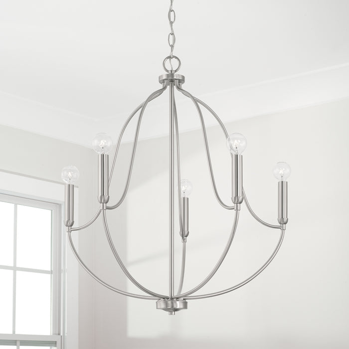 Capital Lighting 447051BN Five Light Chandelier, Brushed Nickel