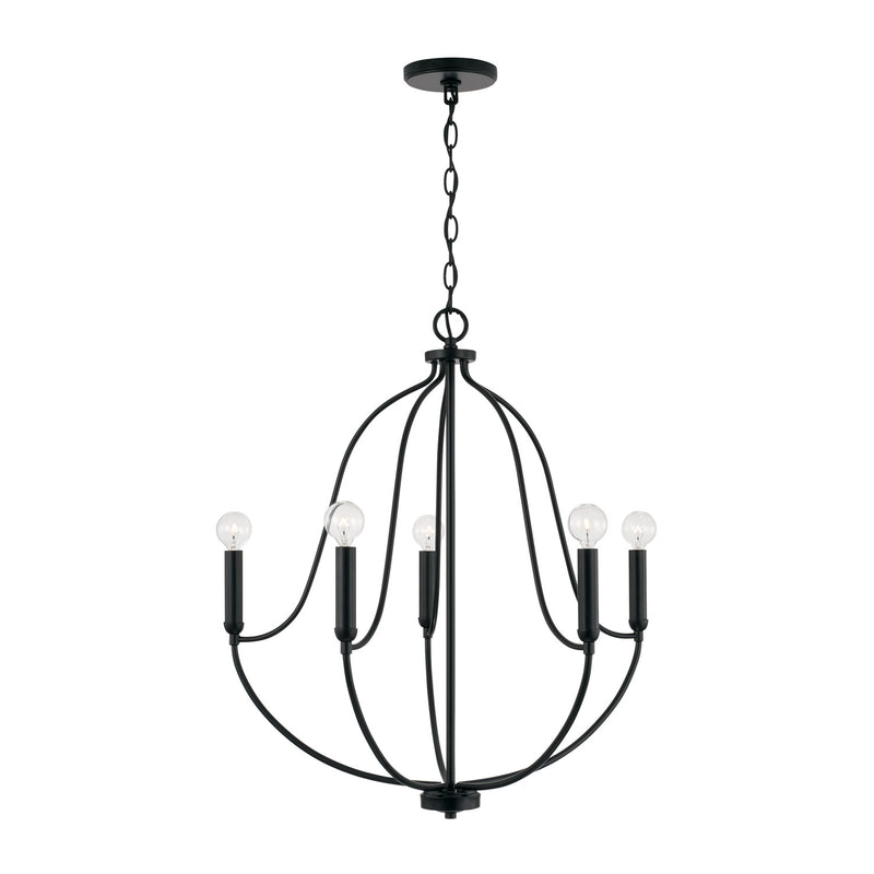 Capital Lighting 447051MB Five Light Chandelier, Matte Black