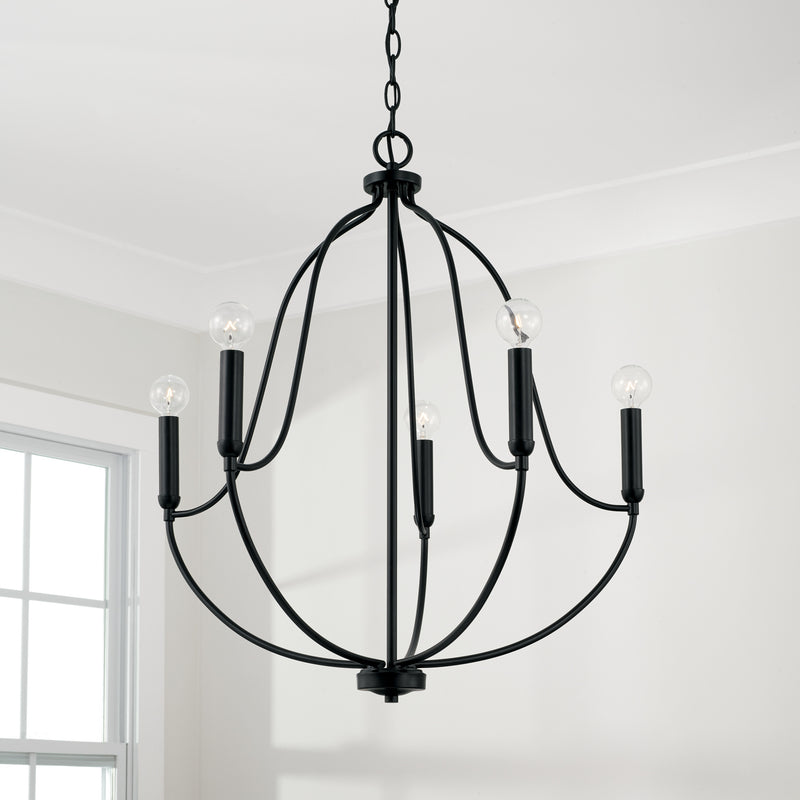 Capital Lighting 447051MB Five Light Chandelier, Matte Black