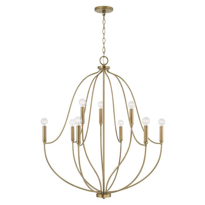 Capital Lighting 447091AD Nine Light Chandelier, Aged Brass