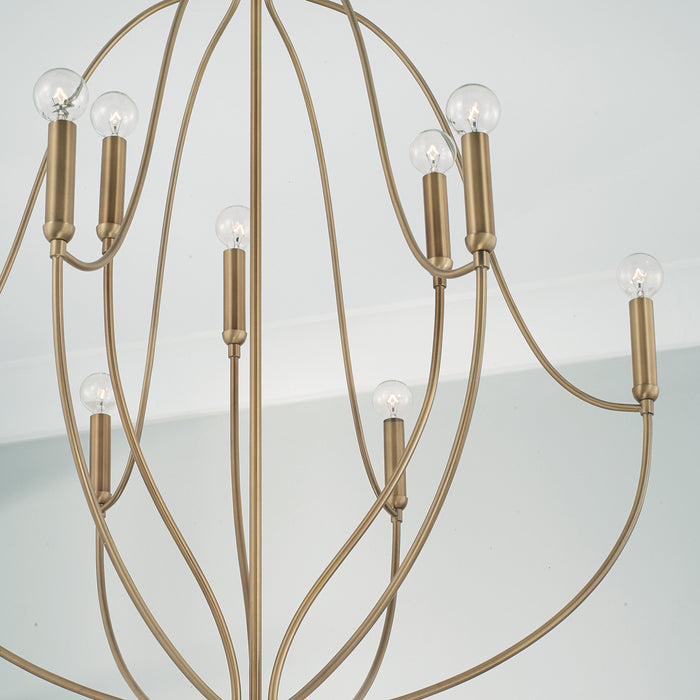 Capital Lighting 447091AD Nine Light Chandelier, Aged Brass