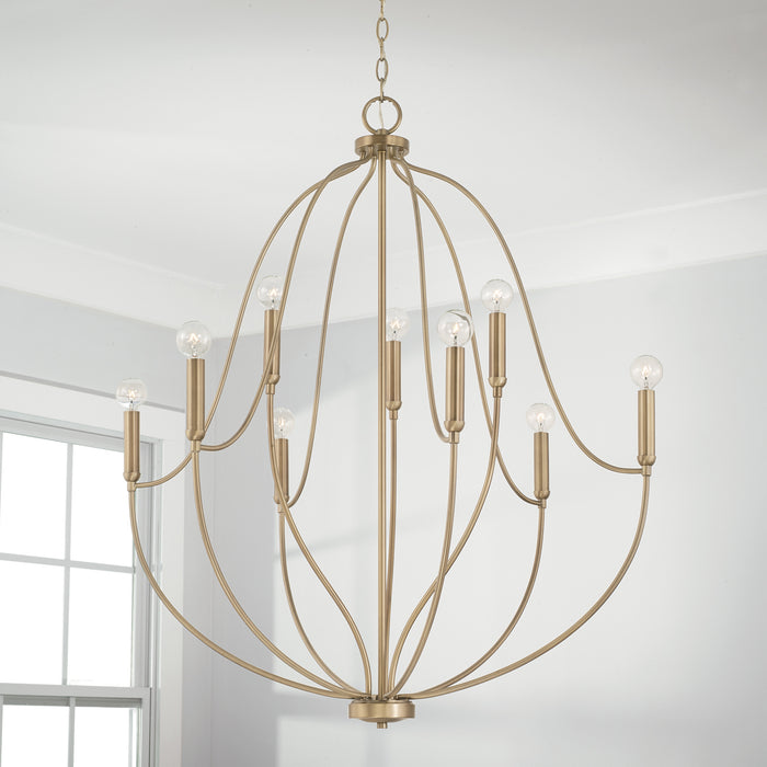 Capital Lighting 447091AD Nine Light Chandelier, Aged Brass