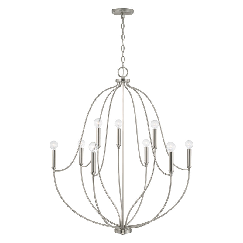Capital Lighting 447091BN Nine Light Chandelier, Brushed Nickel