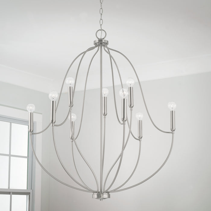 Capital Lighting 447091BN Nine Light Chandelier, Brushed Nickel