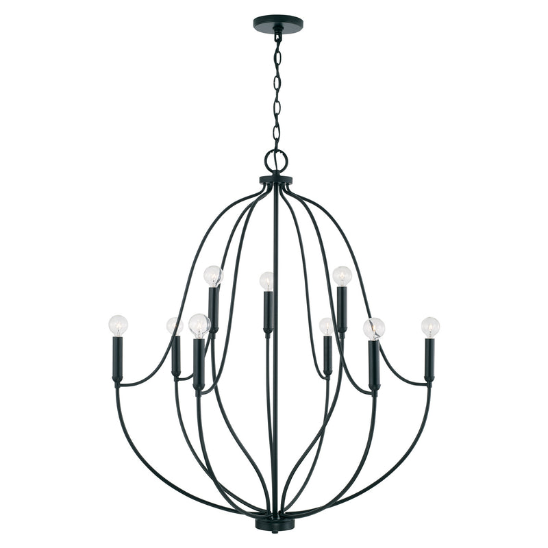 Capital Lighting 447091MB Nine Light Chandelier, Matte Black