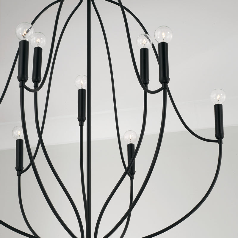 Capital Lighting 447091MB Nine Light Chandelier, Matte Black