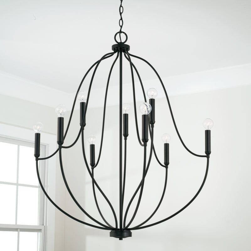Capital Lighting 447091MB Nine Light Chandelier, Matte Black
