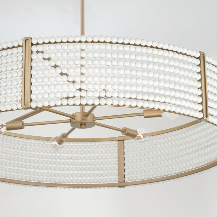 Capital Lighting 447161AP Six Light Chandelier, Aged Brass Painted