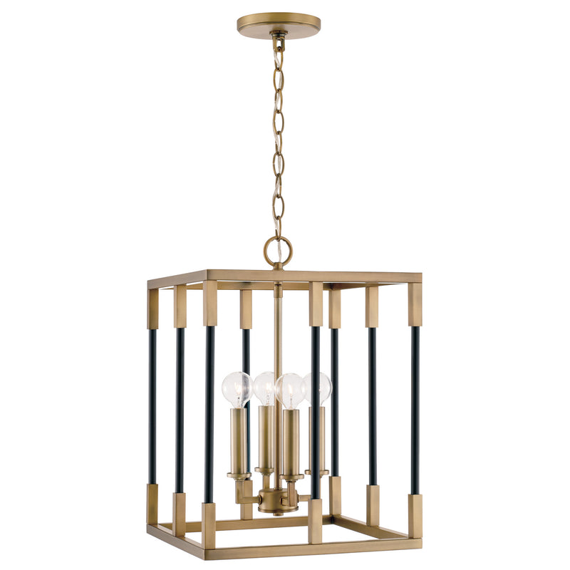 Capital Lighting 544741AB Four Light Foyer, Aged Brass and Black