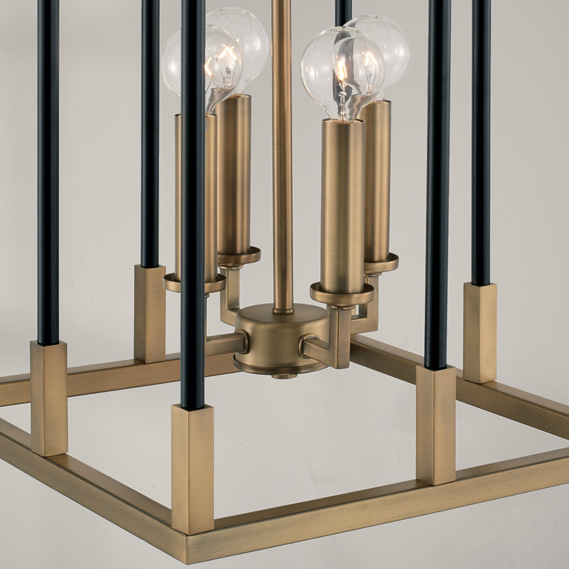 Capital Lighting 544741AB Four Light Foyer, Aged Brass and Black