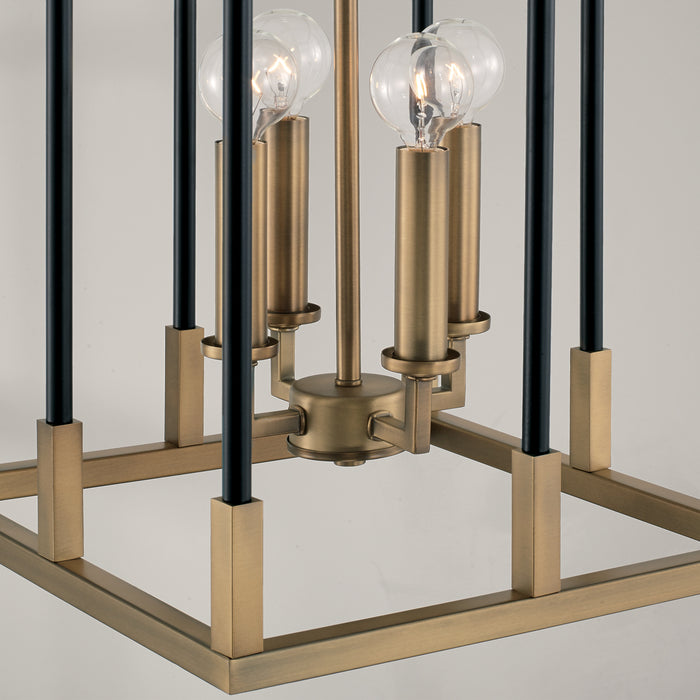 Capital Lighting 544741AB Four Light Foyer, Aged Brass and Black