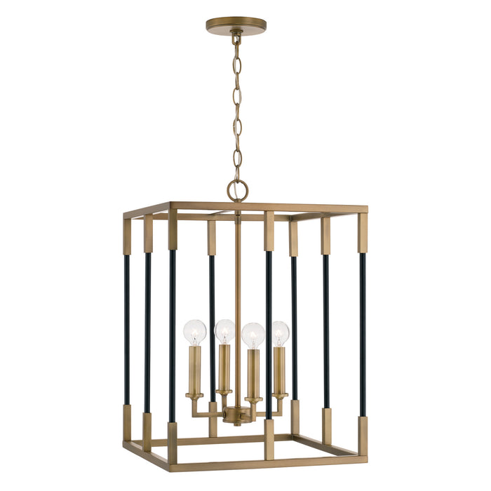 Capital Lighting 544742AB Four Light Foyer, Aged Brass and Black