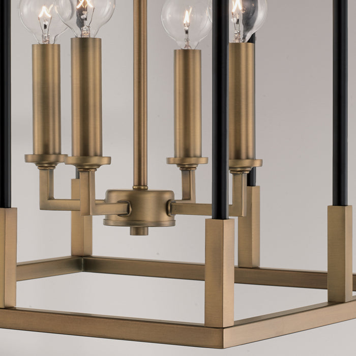 Capital Lighting 544742AB Four Light Foyer, Aged Brass and Black