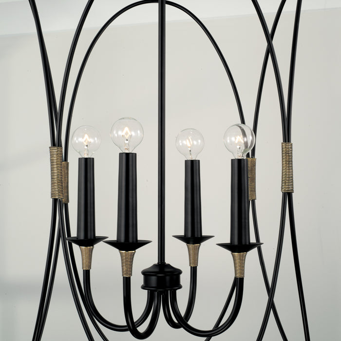 Capital Lighting 545641KB Four Light Foyer, Matte Black with Brass