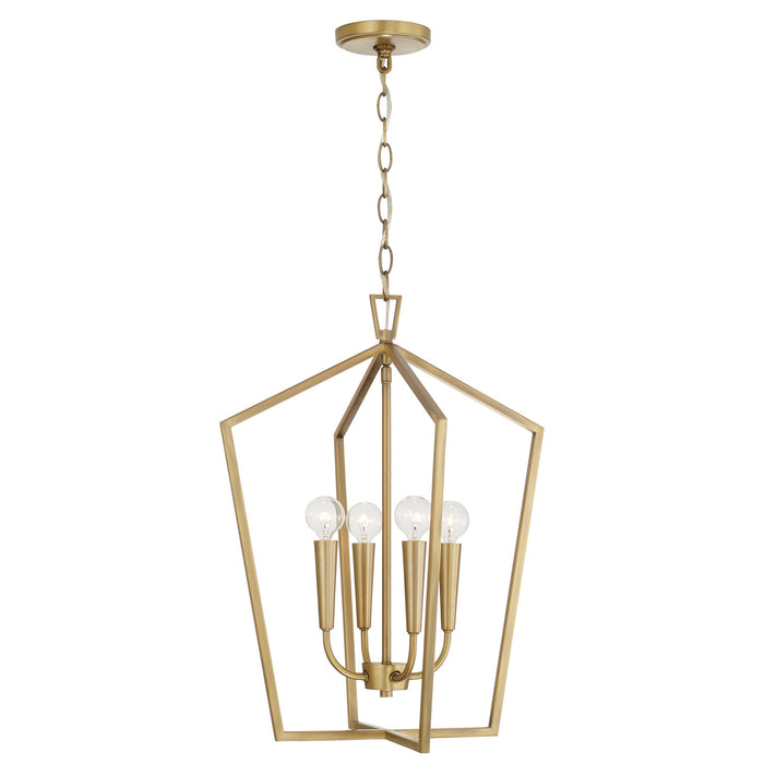 Capital Lighting 545941AD Four Light Foyer, Aged Brass