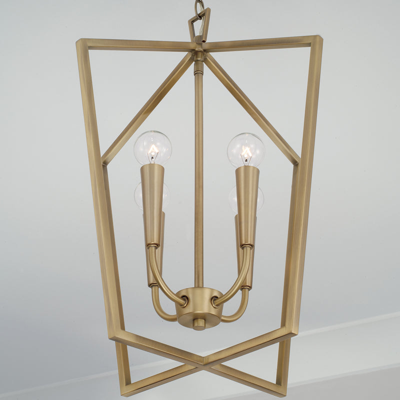 Capital Lighting 545941AD Four Light Foyer, Aged Brass