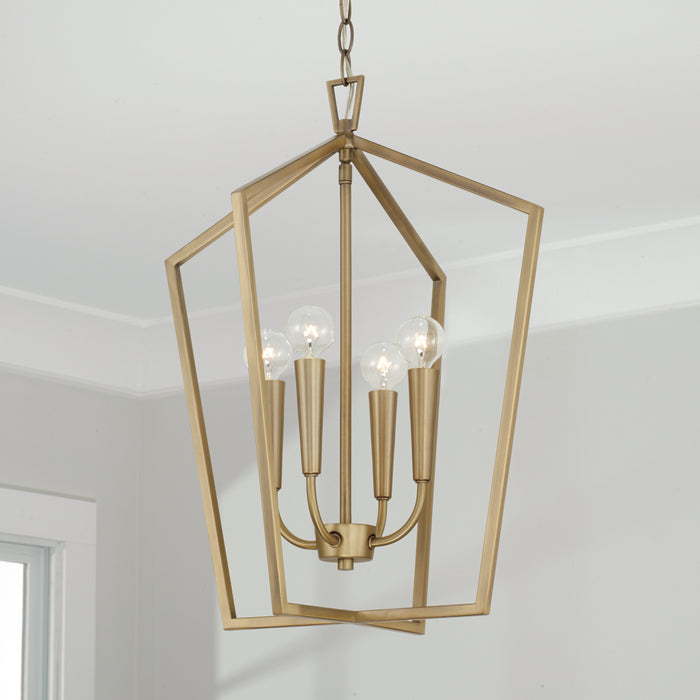 Capital Lighting 545941AD Four Light Foyer, Aged Brass