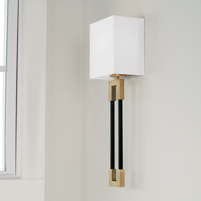 Capital Lighting 644711AB One Light Wall Sconce, Aged Brass and Black