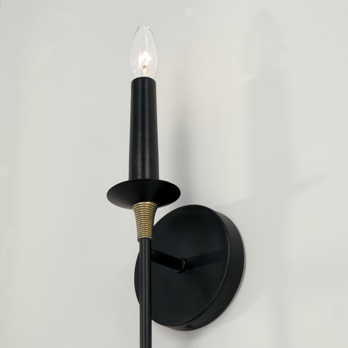 Capital Lighting 645611KB One Light Wall Sconce, Matte Black with Brass