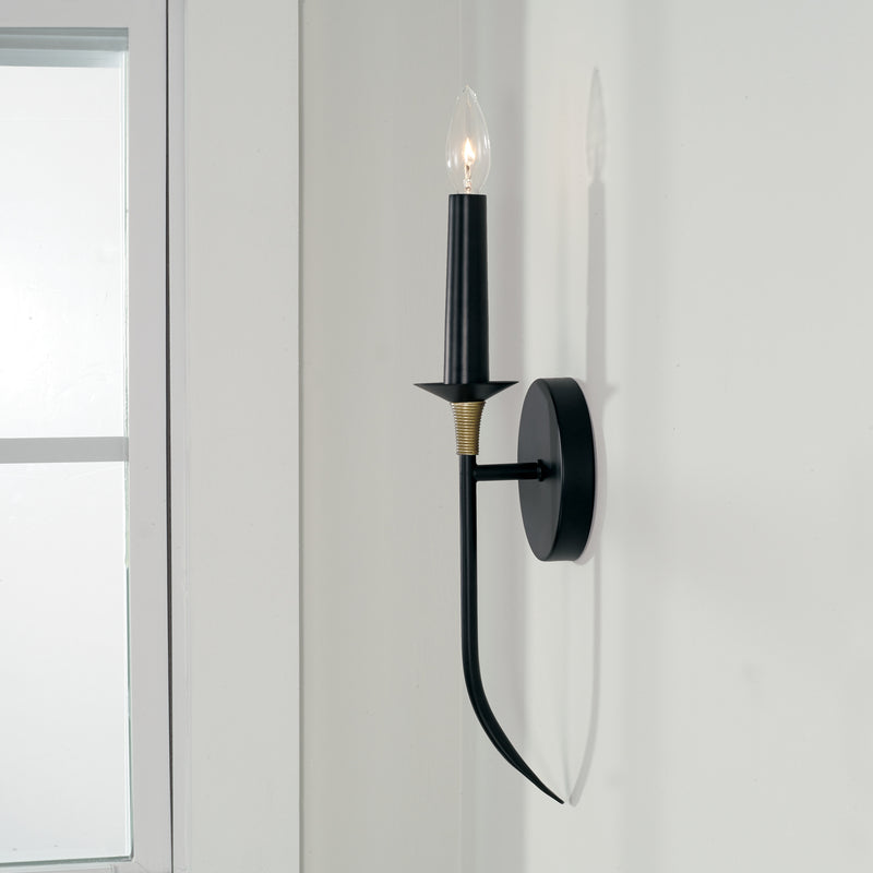 Capital Lighting 645611KB One Light Wall Sconce, Matte Black with Brass
