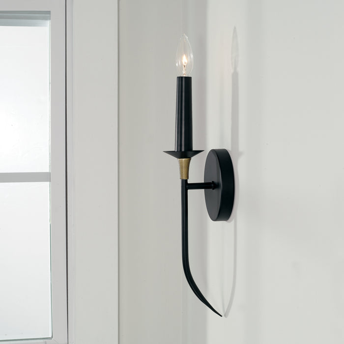 Capital Lighting 645611KB One Light Wall Sconce, Matte Black with Brass