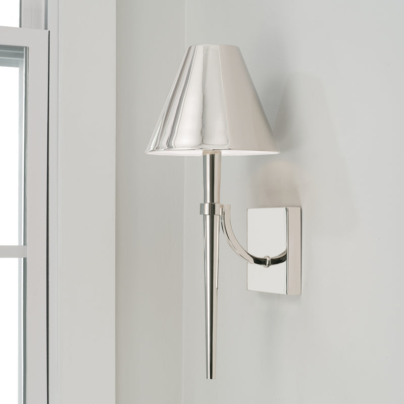 Capital Lighting 645911PN One Light Wall Sconce, Polished Nickel