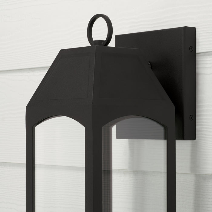 Capital Lighting 946311BK-GL One Light Outdoor Wall Lantern, Black