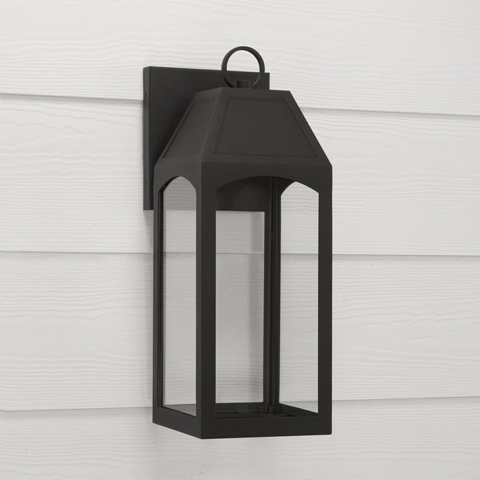 Capital Lighting 946311BK-GL One Light Outdoor Wall Lantern, Black
