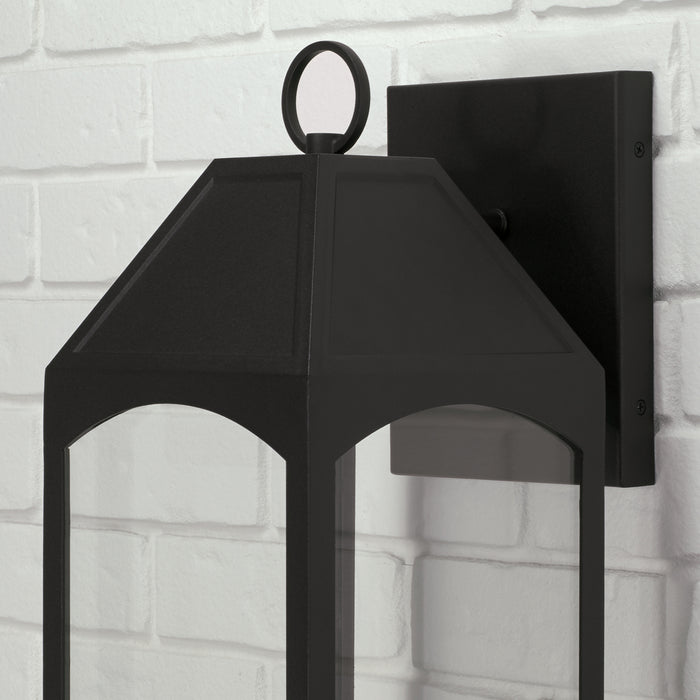 Capital Lighting 946321BK-GL One Light Outdoor Wall Lantern, Black