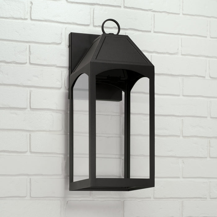 Capital Lighting 946321BK-GL One Light Outdoor Wall Lantern, Black