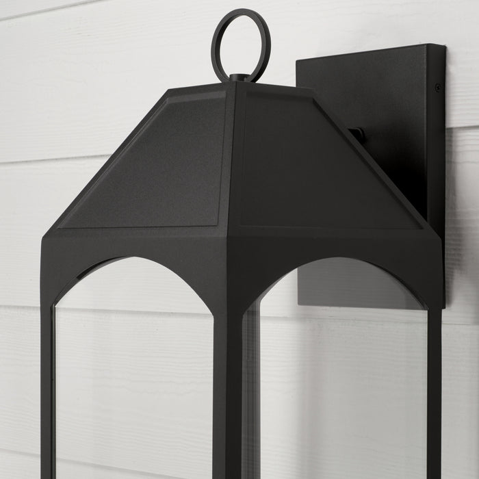 Capital Lighting 946341BK-GL One Light Outdoor Wall Lantern, Black